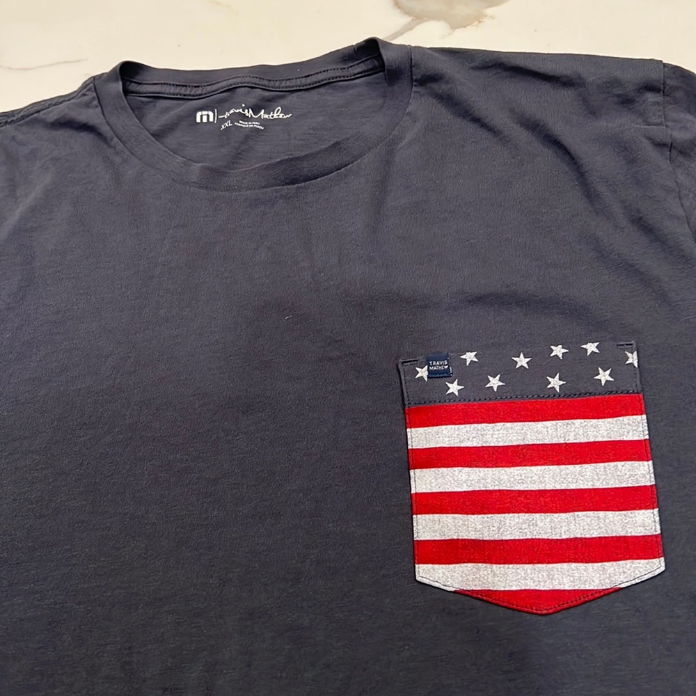 Travis Mathew Men’s 2XL Tshirt. Like new. American Flag - July 4th